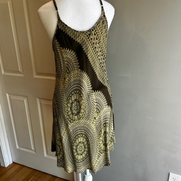 India Boutique Green Patterned Sun Dress Sleeveless Casual Lightweight Dress - Picture 7 of 8